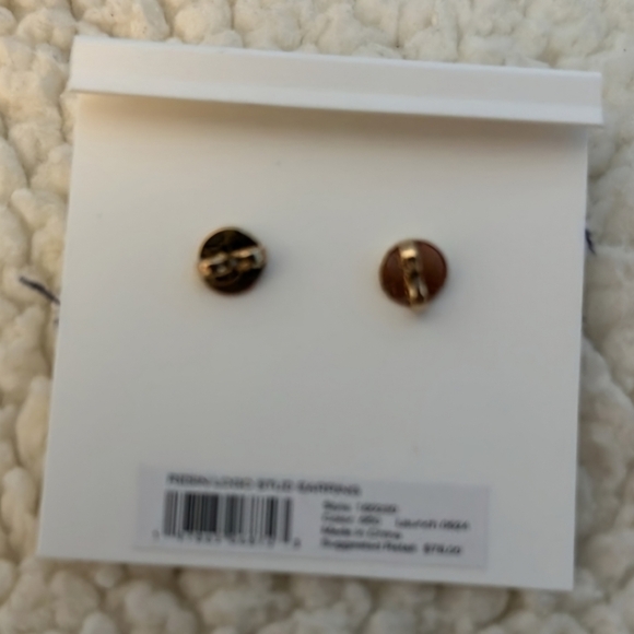 Authentic Tory Burch Resin Logo Gold Stud Earrings With Dust Bag - Picture 7 of 7